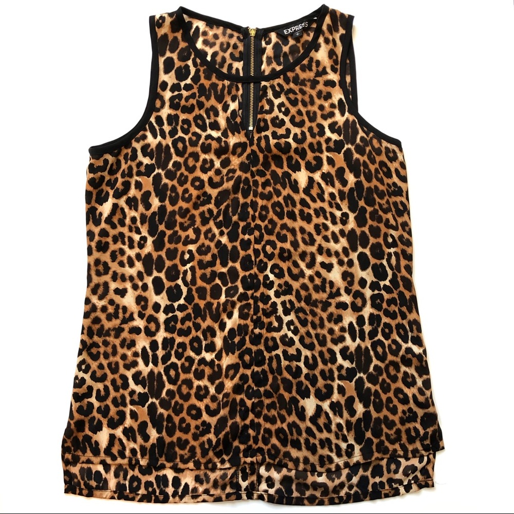 Express Leopard Tank Keyhole Front, Zipper Back